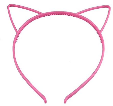 Lot de 12 bandeaux oreilles de chat en plastique avec oreilles de chat - Serre-tête avec oreilles de chat - Pour anniversaire, fête, décoration quotidienne - Pour femmes et filles - Rose foncé
