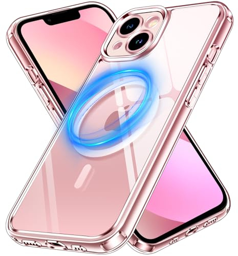 iVoler Chiaro Cover Magnetica per iPhone 13 Mini 5.4 Pollici, Compatibile con MagSafe, [Anti Ingiallimento] [Antiurto di Grado Militare] Custodia Trasparente Sottile Antigraffio Rigida PC Case