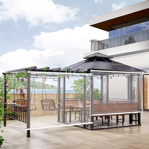 Zlovne Terrasse Klar Vinyl Rollläden,Wasserdichter Vorhang,Winddichter Vorhang aus Kunststoff,Uv-Schutz,Wärmeisolierung Seitenzugrollo,PVC Rollos für Terrassen,Pavillons,Tür (W115xH230cm/W45 xH91)