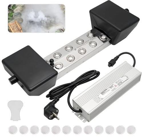 MUYIRTED Maquina De Niebla 8 Cabezas 6.4L/H Generador De Niebla con Fuente De Alimentación De 400w Y Boya De Plástico, Nebulizador Ultrasónico Atomizador para Fuentes De Estanque, Paisajes Mágicos