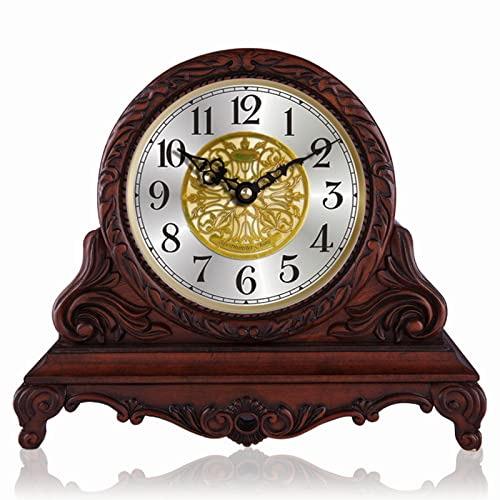 ASHILD Kaminuhren für Wohnzimmer, batteriebetrieben, geräuschlose Holz-Tischuhr mit stündlichem Glockenspiel, Massivholzregal, dekorative Glockenspiel-Kaminuhr, Kaminuhren für Wohnzimmerdekoration