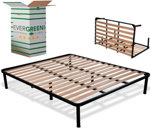 EVERGREENWEB - Orthopädischer Lattenrost 160x200 Faltbar, 35 cm Hoch, Extra Komfort Holzleisten mit 6 Abnehmbar Füße Verstärkte Rahmen aus Stahl, Klappbarer Bettgestell für alle Betten und Matratzen