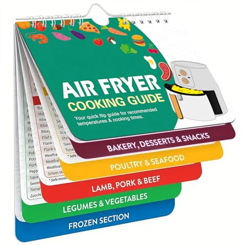 Air Fryer Cookbook Magnets Cooking Guide Booklet Air Fryer Cooking Times Chart Magnetic Cheat Sheet Air Fryer Accessories Oven Cooking Pot Temp Guide Kitchen Gadgets (Air Fryer Guide)