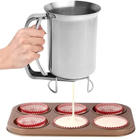 Kensbro Teigportionierer 1000ml,Kuchen Teigspender,Teigspender mit Quetschgriff,Pancake Portionierer mit Ständer, Teigportionierer für Pfannkuchen,Muffins,Cookies,Waffeln