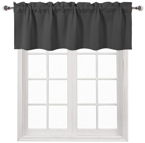 DWCN Vorhang für Küche, Badezimmer, Fenster, 152,4 x 45,7 cm lang, Dunkelgrau, 1 Stück