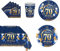 69Pcs Navy Blue Gold 70th Birthday Party Tableware, Blue 70th Birthday Tableware Set with Paper Plates,Napkins Serviette,70th Table Cloth,Paper Cups for Women Men Birthday Party Table Decorations