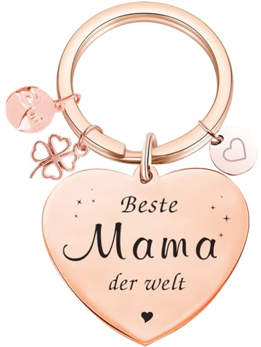 Mama Geschenk Beste Mama der Welt Schlüsselanhänger Best Mama Ever Schmuck Muttertag Geschenk Geburtstag Geschenk Von der Tochter zur Mutter, Rosegold