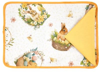 Tovaglietta Americana con tovagliolo Pasqua - Primavera Estate - Ideale Come Regalo e Decorazione da Tavolo (PULCINO CESTINO)