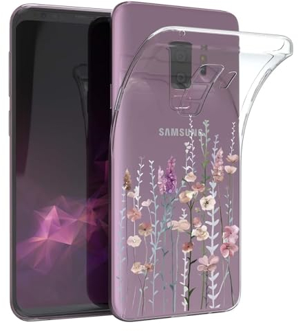 Kaywzo Hülle für Samsung Galaxy S9+/S9 Plus,Transparent TPU Handyhülle mit Gemälde Blume Muster,Ultradünn Stoßfester Schutzhülle,Schön Silikon Cover Case-3