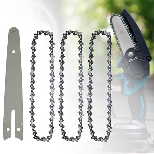 3 st sågkedjor med svärd längd 18,5 cm (7,3 tum) 6 tums kedja motorsågskedja, reservkedja professionell kedja lämplig för minibatteri motorsågar kedja ersättning 1/4 för träbearbetning trimning