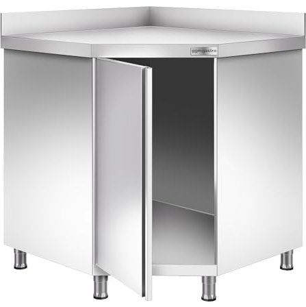 GGM Gastro | EESS | Edelstahl Eckarbeitsschrank - mit Flügeltür & Aufkantung - 1000x600mm