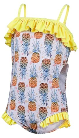 TIZAX Einteiliger Badeanzug für Mädchen UPF 50+ Kinder Schwimmanzug Schnell Trocknend Bademode Sommerurlaub Strandbekleidung für Kinder Gelb 9-10 Jahre 134-140