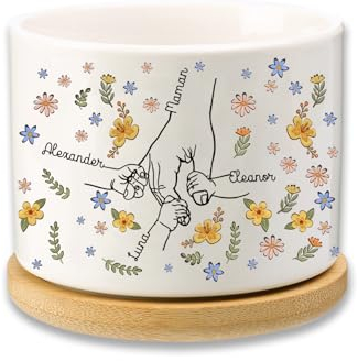 Pot de Fleurs en Céramique Arbre de Vie Personnalisé, Mini pot de Fleurs Cadeau Unique pour Pâques Noël pour Maman, Pot de Plantes Succulentes, Pot de Fleurs en Céramique Intérieure et Extérieure