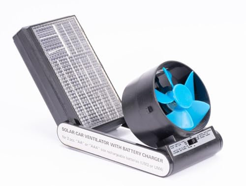Solar Panel Charger with Fan Charging AA AAA Batteries for Car Home