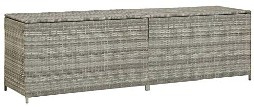 PIXZSSI Gartenbox PE Rattan Grau 200x50x60 cm Wetterbeständigem Modernes Design Terrasse Auflagenbox zur Aufbewahrung Kissen Auflagen Decken Multifunktionale Sitzbank