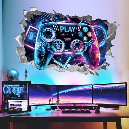wondever Pegatinas de Pared Juegos 3D Adhesivos Decorativos Videojuegos Gamer Adolescentes Vinilos Pared para Habitación Niños Cuarto de Jugar Habitación Infantiles