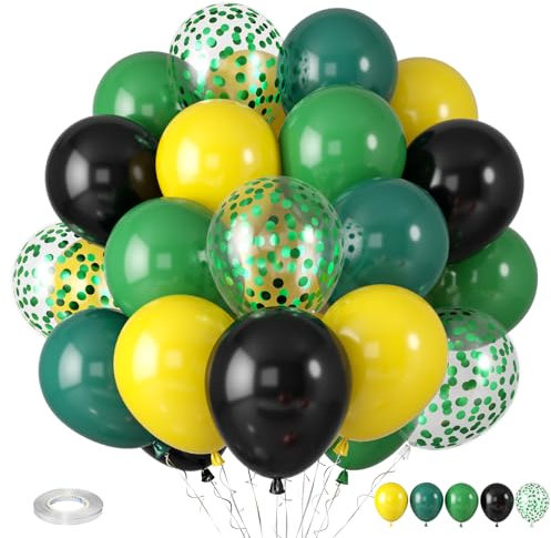 Green and Yellow Balloons, Tractor Football Sport Theme Balloon, Black Yellow Vintage Dark Green Balloons Green Confetti Balloon for Man Boy Birthday Baby Shower Graduation Party Decoration