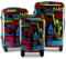 Xonic Design Reisekoffer - Hartschalen-Koffer mit 360° Leichtlauf-Rollen - hochwertiger Trolley mit Zahlenschloss Polycarbonat in M-L-XL oder Set (Neon Cities, Set)