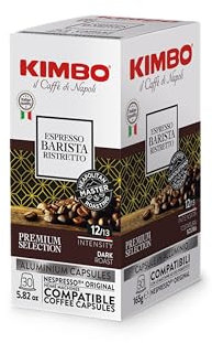 KIMBO - Café Espresso Barista Ristretto - Capsules - Café Italien Authentique - Intensité 12 / Dark Roast - Lot de 4 boîtes de 30 Capsules Compatibles Avec les Machines Nespresso®