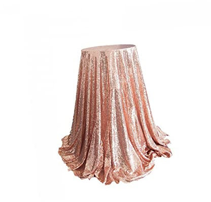 Garneck Tovaglia Decorativa Con Paillettes Per Matrimonio in Hotel Rotonda 120x180 Cm Oro Rosa Facile Da Pulire