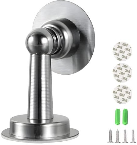 KATLKIU Tope Magnético para Puerta de Acero Inoxidable – Fuerte Imán con Cinta Adhesiva 3M o Tornillos, Instalación en Suelo o Pared, Ideal para Hogar y Oficina