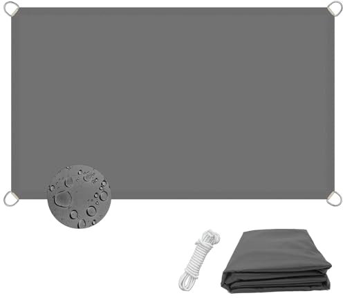 Parasol de jardin 5,5 x 6 m résistant aux intempéries, imperméable, anti-UV, gris clair, accessoires inclus