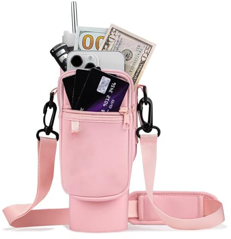 Guyode Tasche für Stanley Cup, Stanley Cup Zubehör Tasche, Wasserflaschenhalter Tasche für Stanley Tumbler, Tragetasche für Stanley Cup Verstellbarem Schultergurt, Water Bottle Carrier Bag (Rosa)