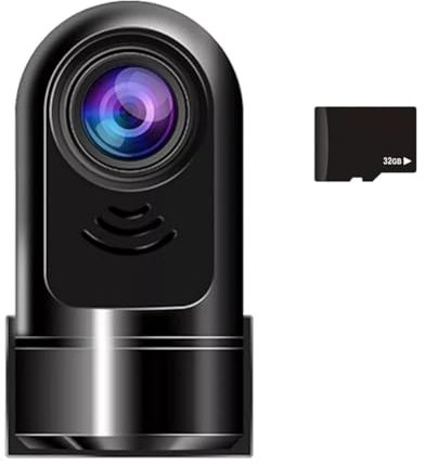Bamberg Mini Cámara para Tablero ADAS Giratoria 360° y 1080P HD, Cámara para Tablero Automóvil con Tarjeta 32 GB, Modo Estacionamiento 24 Horas, Visión y Detección de Movimiento