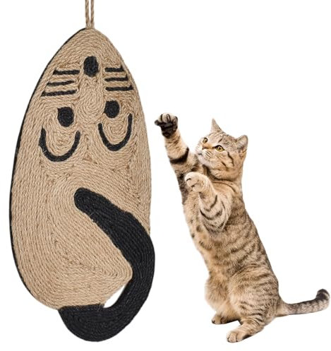 Forma De Ratón Rascador para Gatos, Alfombra Rascador para Gatos De Sisal,Rascador Colgante para Gatos para Proteger Muebles, Puertas, Sofás Y Paredes