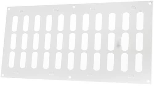 Vent Systems Rejilla de ventilación de metal de 16 x 8 pulgadas (dimensiones exteriores), cubierta de ventilación ajustable blanca, ventilación de pared de entrada de suministro de aire de apertura