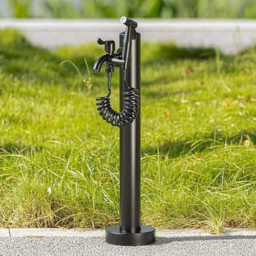 Columna de Agua Vertical cilíndrica de Acero Inoxidable para jardín, Grifo Anticongelante para Exteriores, hidrante de Agua con Pistola rociadora, para Riego y Lavado(60cm/23.6in)
