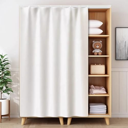 YSPZDQ Stanzfrei Schrank Vorhang, Wasserdicht Verdunkelung Vorhang für Schrank, Dicker Schrankvorhang zum Schieben, Regal Vorhang für Küche & Fenster(Off-White,100X180cm)