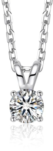 MomentWish Collana Moissanite Donna Argento 925 Oro Giallo Oro Rosa | 0,3/0,5/1/2 Carati Diamante Solitario Argento 925 Oro Giallo Oro Rosa Gioiello Regalo di Natale per Donna