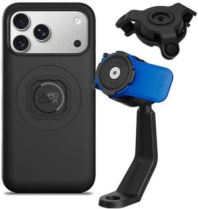 Quad Lock Support Téléphone pour Rétroviseur de Tige de Moto avec Amortisseur de Vibrations et Coque MAG pour iPhone 17 Pro Max