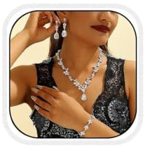 XIWCAFC Hochzeit Schmuckset für Damen,Silber Halskette & Ohrringe & Armband Set Silberne Blumen Braut Schmuck Set mit 5A Weiß Zirkonia,Hochzeit Verlobung Braut Brautjungfer Dirndl Geschenk Schmuck