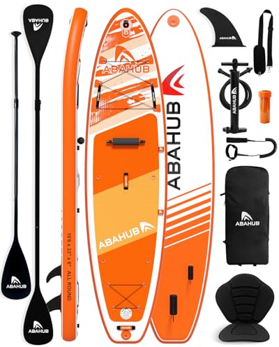 Abahub Stand up Paddling Board mit Sitz 320x84x15cm,Tragfähigkeit 200 Kg | SUP Board aufblasbar Stand Up Paddle Board Set, Standup Paddle Board mit 2 in 1 Aluminiumpaddel,Kajak Sitz,für Kajakfahren