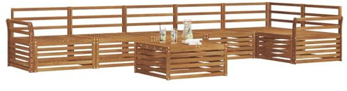 vidaXL Outdoor-Sofagarnitur 7 pcs Natur Massivholz Akazie, Gartenbank, modernes Ecksofa, strapazierfähige Sitzmöbel, Lounge für Terrasse, stylischer Komfort