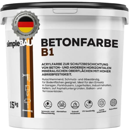 simpleBAU Betonfarbe Anthrazit 15kg Außen Steinfarben Wetterfest Boden
