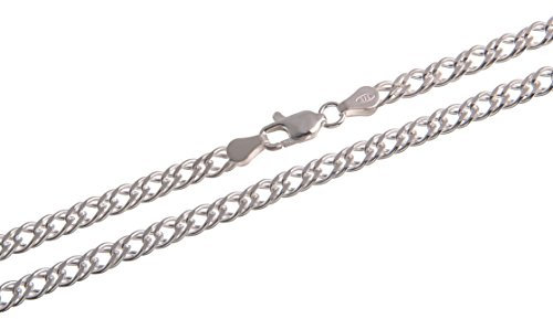Zwillingspanzerkette 4,5mm breit - 925 Sterling Silber, Länge 38-100cm