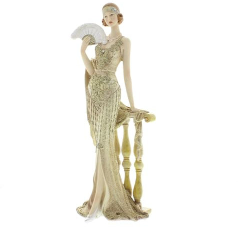 Juliana Broadway Belles Gold Glitter Figurine Sculpture Holding Fan Octavia
