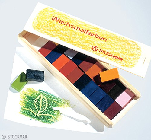 Stockmar Wachsmalblöcke - 24 Farben, Holzkassette; Packungsinhalt: 24 Stück