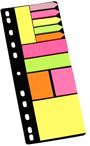 inFO Notes Folder Set, verschiedene Farben und Größen auf einer Pappkarte geklebt, an der linken Seite gelocht (passt in einem A4 Ordner), verschiedene Farben, Größe: 100 x 270 mm, 11x25 Blatt