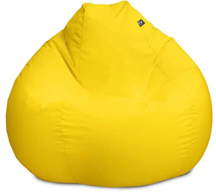 rucomfy Adult Slouchbag Outdoor Beanbag Chair - Water Resistant - Yellow | Pre-Filled Kids Beanbag - Machine Washable - Outdoor Chair Lounger - Safe Comfortable Kids Seating - 80x110cm