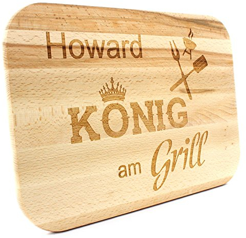 Area17 Gravur Holz Schneidebrett - Grillbrett - Modell: König am Grill