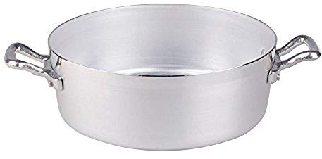 Pentole Agnelli Family Cooking Alluminio Casseruola Bassa con 2 Maniglie, Argento, 18 cm