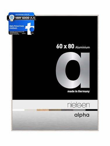 nielsen Alpha Oak White Aluminium Picture Frame - 60x80cm - with Float Glass and Easy Push-Turn Clips - For Photos and Art