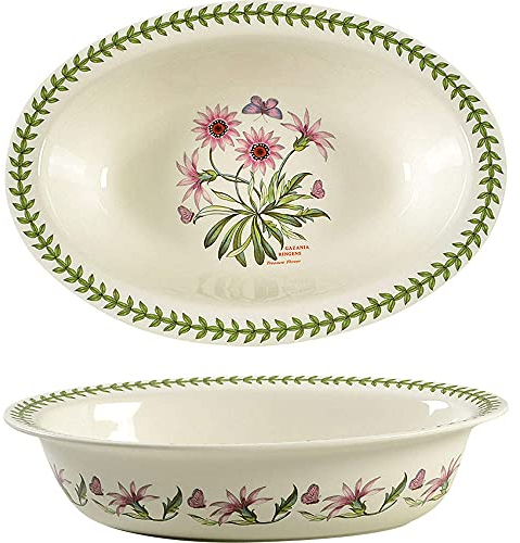 Portmeirion Home & Gifts Botanic Garden Oval Pie Dish BGHU78882-XP, White, 13.75