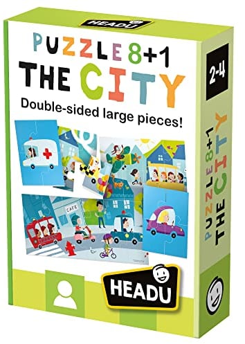 HEADU The City Jigsaw Puzzle 8+1 City | Educational Toys, Ages 2+ Years, Learn The City Puzzle, Double-Sided Puzzle