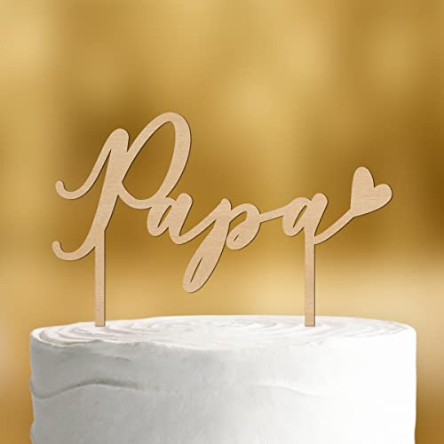 Cake Topper Papa [mit Herz] - Holz 4mm- für die Vatertagstorte - Geschenke für Papa Geschenk, Geschenkideen Bester Papa Geschenke Vatertag, Happy Birthday Tortendeko Geburtstag