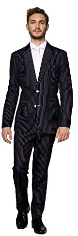 Suitmeister Men's Halloween Suit Stylish & Creepy Prints – Full Set: Includes Jacket, Pants and Tie Business, Gangster, M